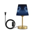 thumbnail image 1 of Tapered Desk Lamp with Antique Brass Base Table Lamps Dimmable LED Bulb Button Switch Night Light Starry Sky Background with Stars Small, 1 of 8
