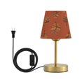 thumbnail image 1 of Tapered Desk Lamp with Antique Brass Base Table Lamps Dimmable LED Bulb Button Switch Night Light Terracotta Tones Feather Small, 1 of 8