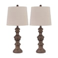 thumbnail image 1 of Tapered Fabric Shade Table Lamp with Turned Base, Gray & Brown - Set of 2, 1 of 1