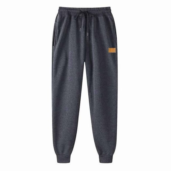 Tapered Leg Sweatpants for Men with Pockets Casual Fleece Lined Pants Drawstring Elastic Waist Solid Color Warm Athletic Workout Trousers Pant