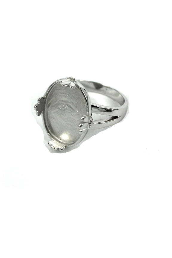 Tapered Ring Setting with Oval Bezel Mounting in Sterling Silver 13x17mm | MTR162 (8)