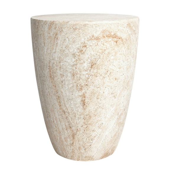 Tapered Travertine Stone Finish Italian Design MgO Side Accent Table