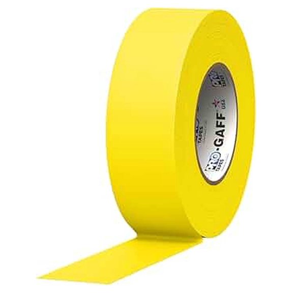Tapes Gaff Premium Matte Cloth Gaffer's Tape With Rubber Adhesive, 11 mils Thick, 55 yds Length, 2" Width, Yellow (Pack of 1)