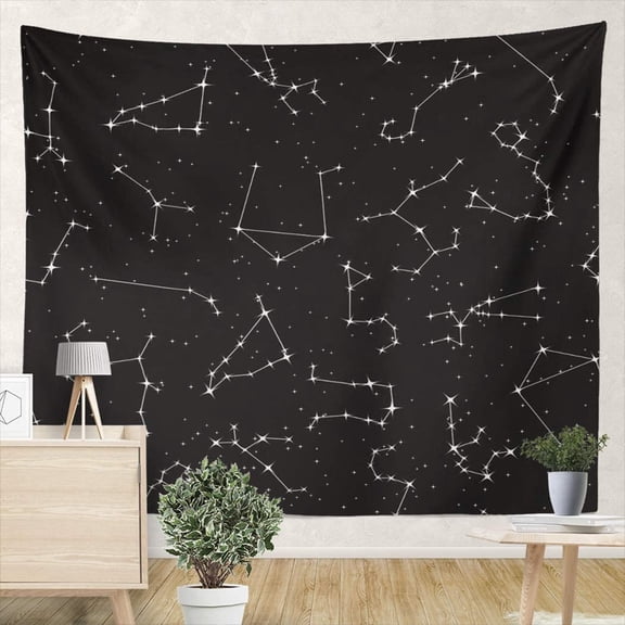 Tapestries Zodiac Constellations in The Night Star Sky Aries Taurus Gemini Leo Virgo Libra Scorpio Bedroom Living Room Classroom Home Tapestry Decoration Carpet 82.7x59.1 Inch Wall Hanging