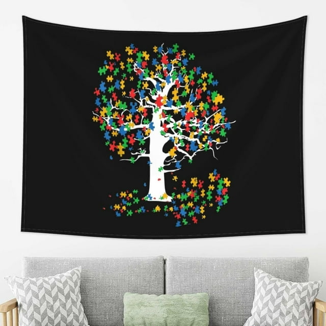 Tapestry 60x40 inches Wall Art Hanging Autism Awareness American Flag