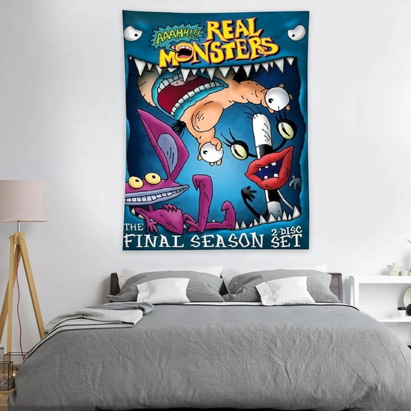Tapestry Aaahh!!! Real Monsters Wall Hanging Decor for Bedroom Wall Art Funny Home Decoration 40x60in