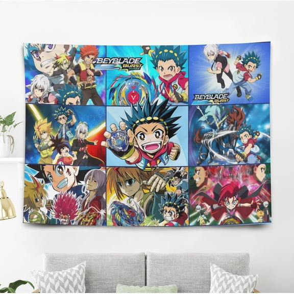 Tapestry for Beyblade Burst Bedroom Dorm Wall Hanging Poster Wall Art Decorations Funny Backgrounds Banner Party Kids Girls Teens Gifts Funny 40×60 inch