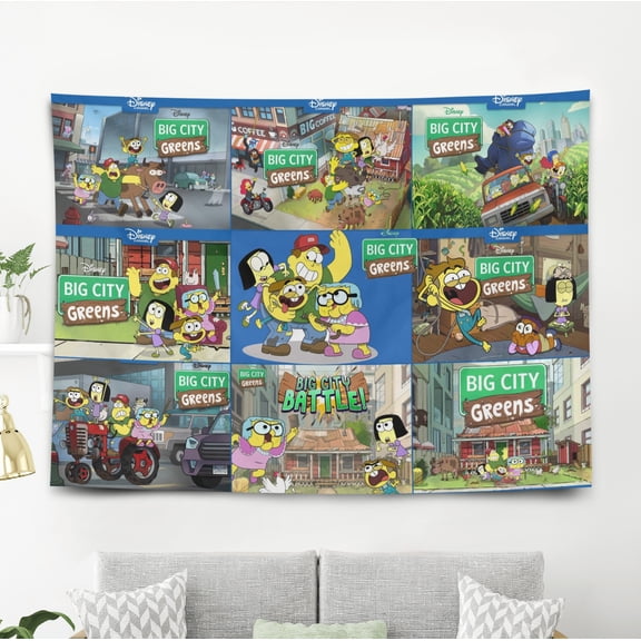 Tapestry for Big City Greens wall hanging Bedroom Dorm Funny Backgrounds Banner Party Poster Wall Art Decorations Kids Girls Teens Gifts Funny 60×80 inch