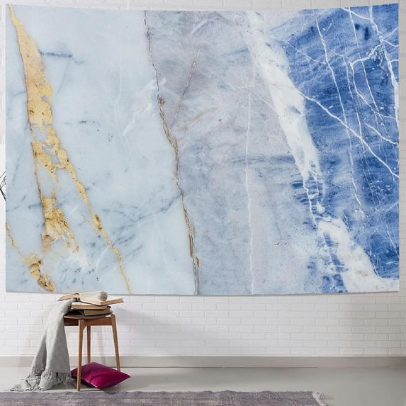 Tapestry Blue Gold Gray Marble Stone Watercolor White Color Home Decor Wall Hanging for Living Room Bedroom Dorm