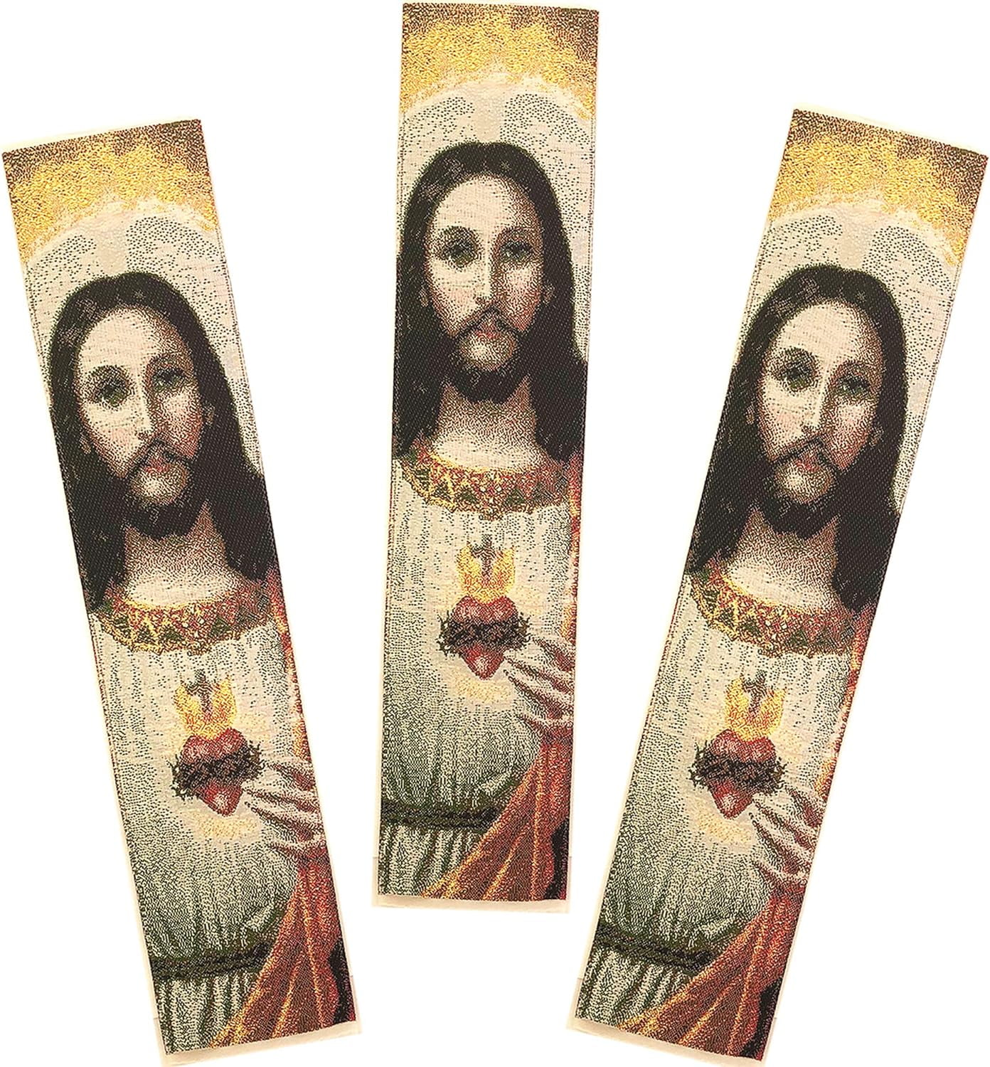 Tapestry Bookmarks Sacred Heart Of Jesus Icon Set Of 3 Cloth Book