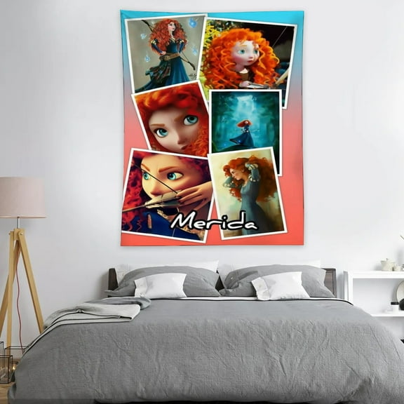 Tapestry Brave Princess Merida - Poster Decoration Wall Art Background Large Bedroom Hanging Birthday Party Decoration 40x60in