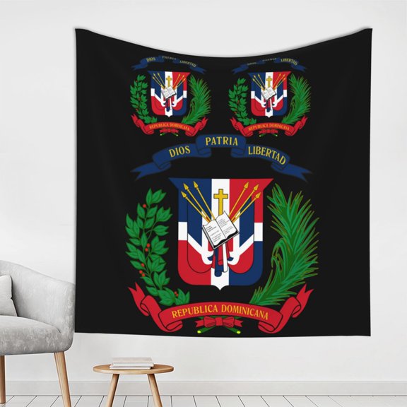 Tapestry Coat Of Arms Of The Dominican Republic Tapestries For Bedroom Living Room Dorm Home Decor 59 X 59 Inches