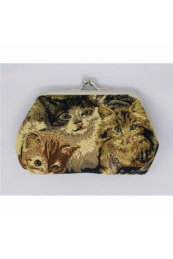 Tapestry Coin Purse with Clasp - Cat