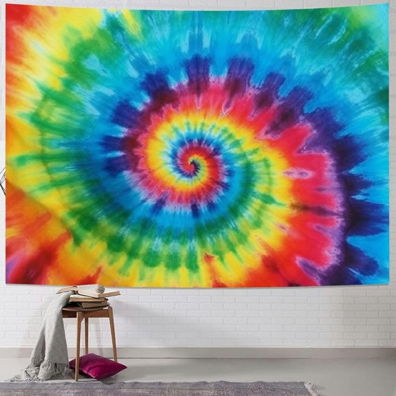 Tapestry Colorful Rainbow Spiral Tie Dye Pattern Color Dyed Batik Home Decor Wall Hanging for Living Room Bedroom Dorm 40x30inch
