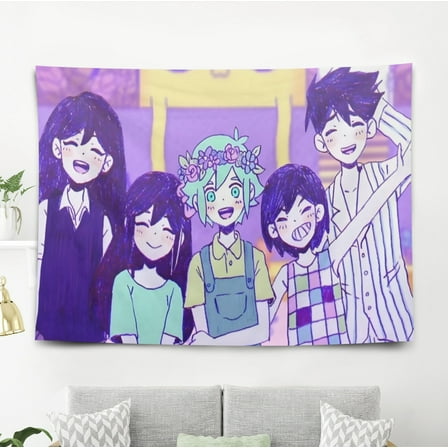 Tapestry Cool Omori for Teen Girls Bedroom Aesthetic Wall Hanging Art Poster for Kids Living Room College Dorm Home Decor Arts, 60 x 40 inch