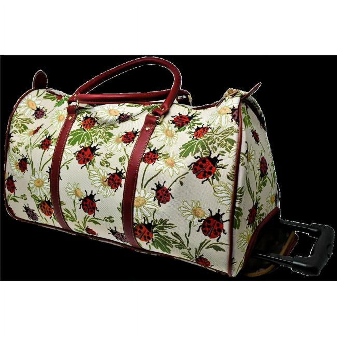 Tapestry Duffle Bag with Handle & Wheels Ladybug