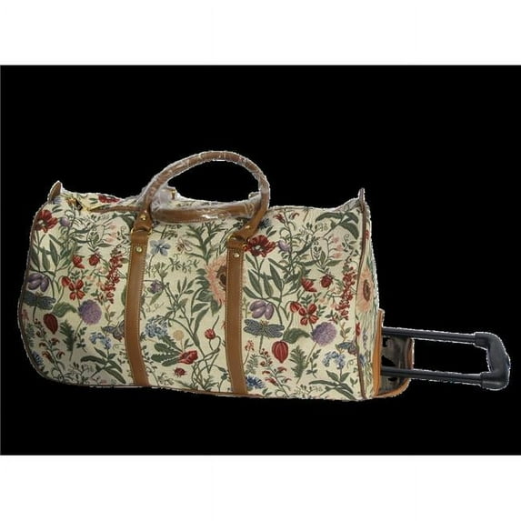 Tapestry Duffle Bag with Handle & Wheels - Morning Garden