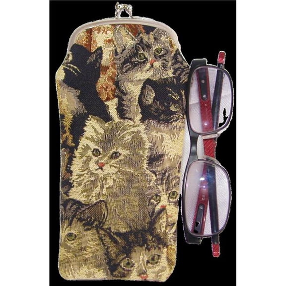 Tapestry Eyeglass Bag with Clasp - Cat
