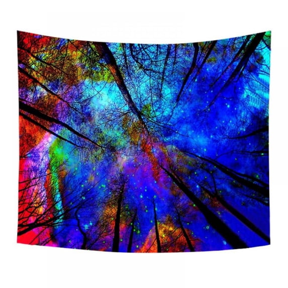Tapestry Forest and Starry Printed Tapestry Polyester Fabric Wall Hanging Decor Mural Beach Towel Bedspread Picnic Blanket