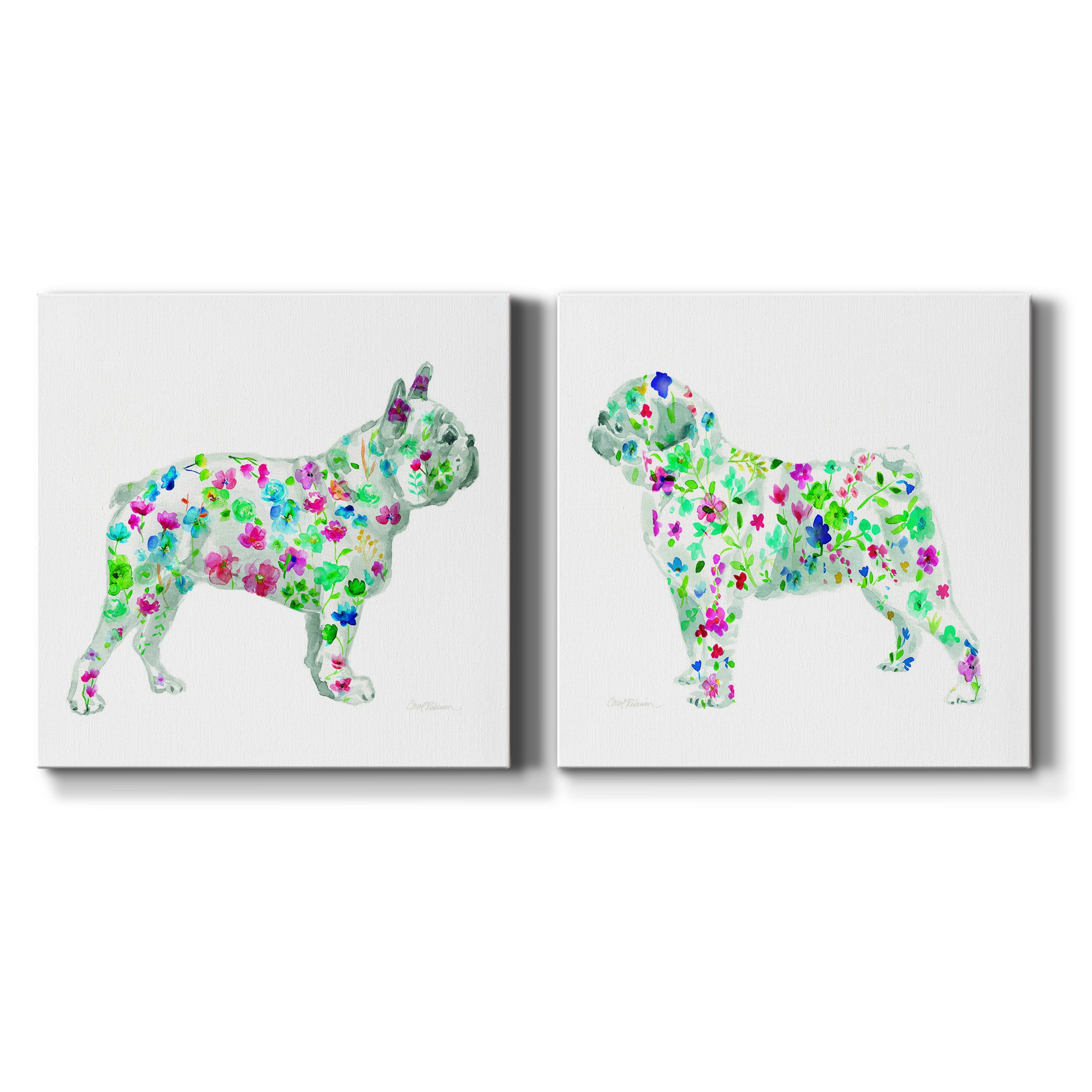 Tapestry French Bull - Premium Gallery Wrapped Canvas - Ready to Hang Set of 2 - 10 x 10 Each