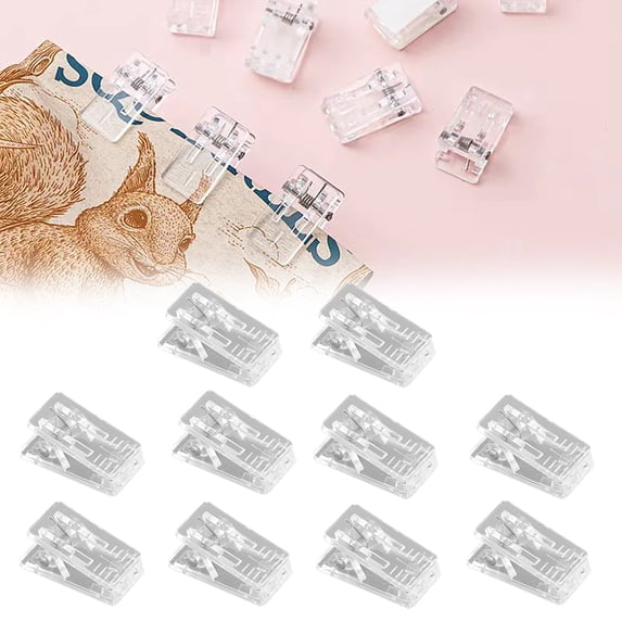 Tapestry Hanging Clips, 10 Pcs Clear Wall Stick-On Hooks, 0.5x1x0.5 inch Self-Adhesive Spring Clamps, Photo Poster Plastic Hanging Spring Light Fastener for Office Decoration,NO-Adhesive