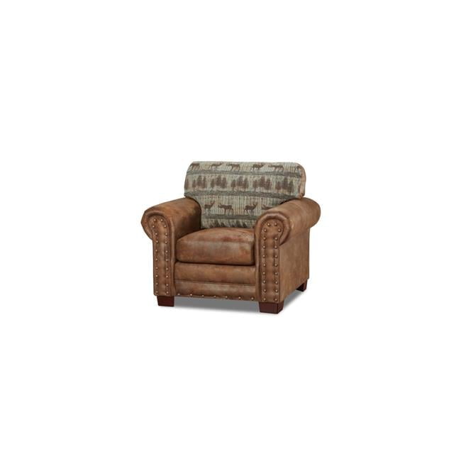 Rustic Lodge Deer Tapestry & Brown Microfiber Accent Chair Set