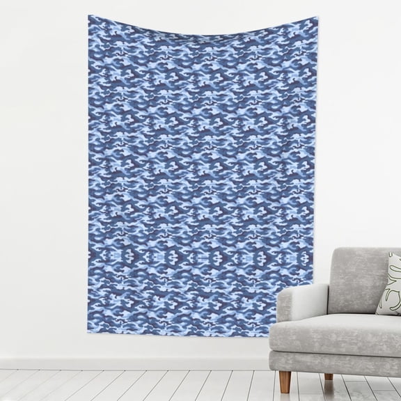 Tapestry Navy Digital Blue Camouflage Tapestry Wall Hanging For Bedroom Living Room Dorm Decor 80x60 Inch
