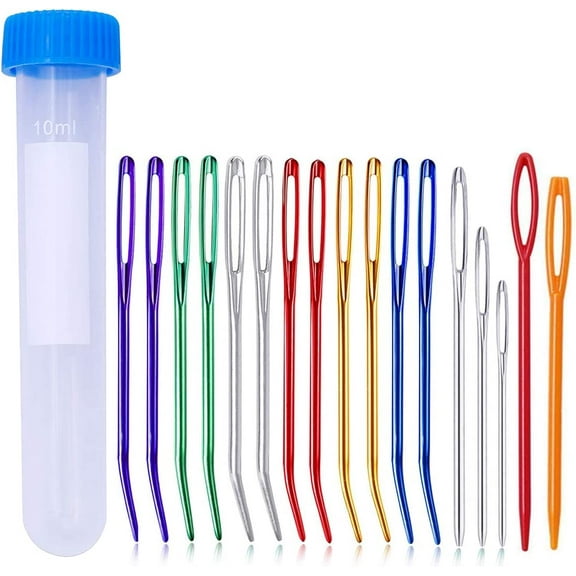 Tapestry Needle Bent Tip Tapestry for Yarn Large Eye Blunt, Needles for Hand Sewing Yarn Sewing, Needles Set with Plastic Sewing Needle for Knitting Crochet