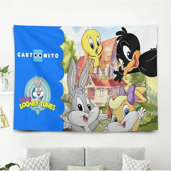 Tapestry Poster Wall Hanging Art Baby Looney Tunes Decor for Living Room Bedroom Dorm Birthday Gift for Kids 60 x 40 inch