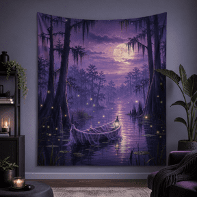 Tapestry Purple Twilight Swamp Fabric Wall Hanging for Gothic Bedroom Decor