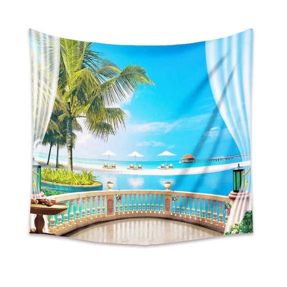 Tapestry Seaside Scenery Art Tapestries Living Room Bedroom Wall Hanging Home Background Decor 39"x59"