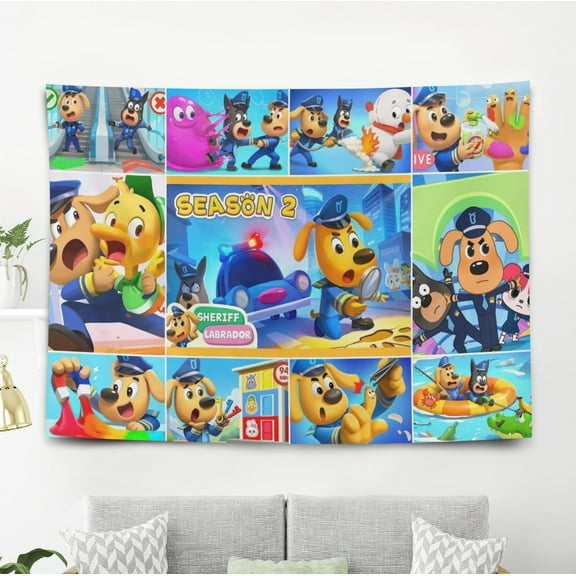 Tapestry for Sheriff Labrador wall hanging Bedroom Dorm Funny Backgrounds Banner Party Poster Wall Art Decorations Kids Girls Teens Gifts Funny 40×60 inch