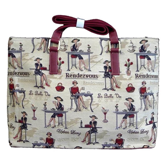 Tapestry Shoulder Purse with Zipper - Rendezvous
