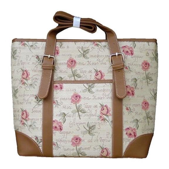Tapestry Square Zippered Top Purse - English Rose