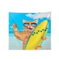 thumbnail image 1 of Tapestry Surfer Cat On Beach for Bedroom Wall Hanging 60 X90 IN, 1 of 3