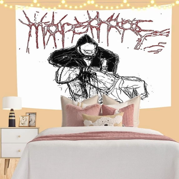 Tapestry Tapestry Ken CarsonS Flag MORE CHAOS Music Wall Hanging Tapestry Room Decor Double penetration for Decor