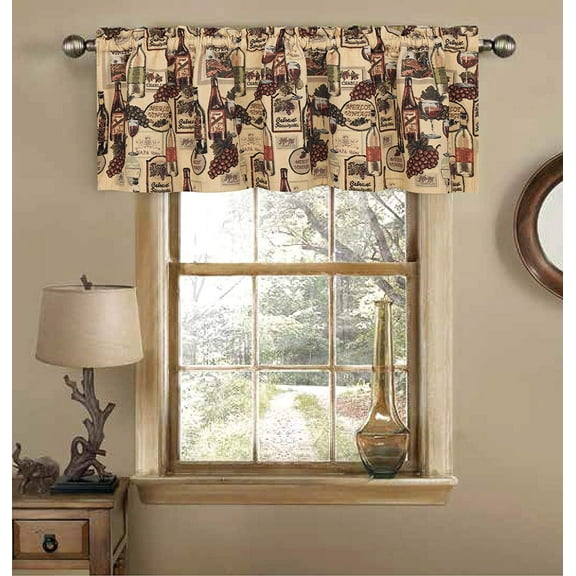 Spring Home Tapestry Valance Rod Pocket Window Valance Wine Bottles 55" x 16"