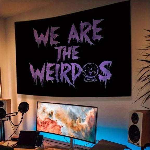 Tapestry Wall Art with "WE ARE THE WEIRDOS" Dripping Text & Alien Design, Ready to Hang Home Decor for Living Room, Bedroom, Office - Unique Valentine's Day Gift, Halloween Decor, Room Decoration