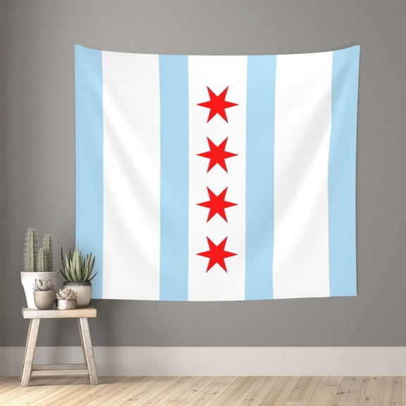 Tapestry Wall Hanging 51x60inch Chicago City Flag Tapestry Home Wall Decor Room Bedroom Dorm Decor