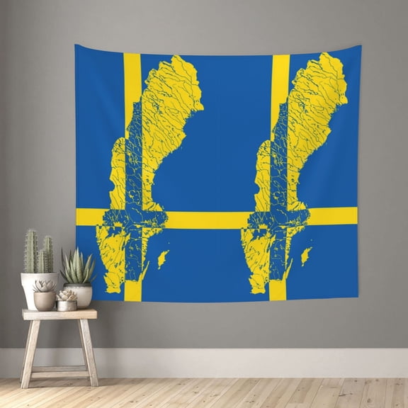Tapestry Wall Hanging 51x60inch Sweden Map Flag Tapestry Home Wall Decor Room Bedroom Dorm Decor