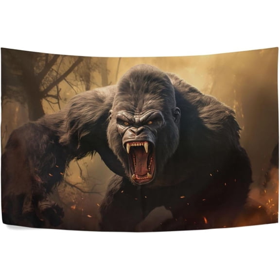 Tapestry Wall Hanging Angry Gorilla Roar Forest Tapestry Personalized Tapestry Throw Dorm Living Room Art Home Decor 90 x 60