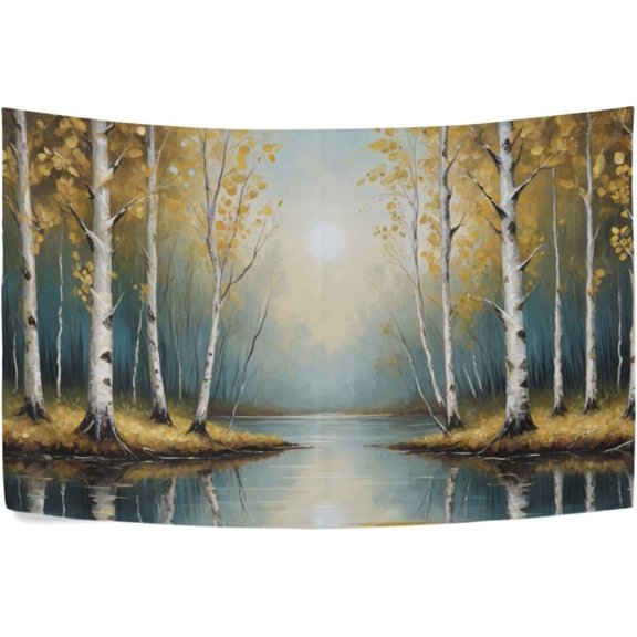 Tapestry Wall Hanging Autumn Tree River Landscape Tapestry Personalized Tapestry Throw Dorm Living Room Art Home Decor 90 x 60