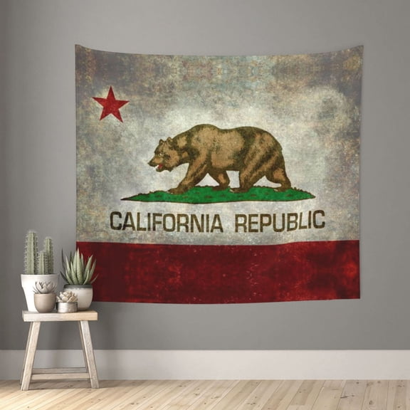 Tapestry Wall Hanging California Republic Flag Wall Poster Tapestries For Bedroom Living Room Office Wall Decor 60x51in