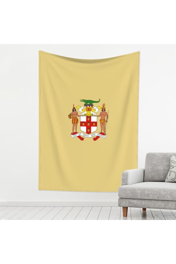 Tapestry Wall Hanging Coat Of Arms Of Jamaica Decoration Tapestry For Bedroom Living Room Backdrop 80 X 60 Inch