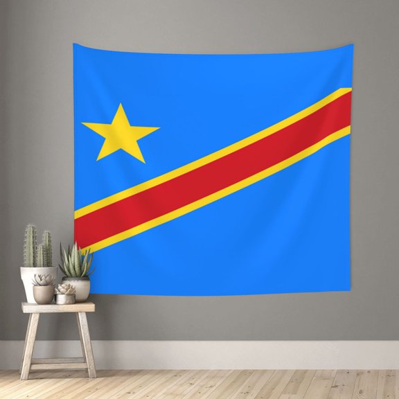 Tapestry Wall Hanging Congo Flag Wall Poster Tapestries For Bedroom Living Room Office Wall Decor 60x51in