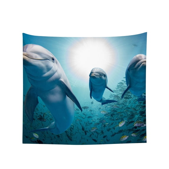 Tapestry Wall Hanging Dolphin Family Underwater Tapestries Home Decor for Bedroom Aesthetic 60 X90 IN