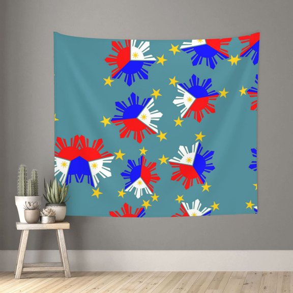 Tapestry Wall Hanging Filipino Flag Stars Sun Pattern Wall Poster Tapestries For Bedroom Living Room Office Wall Decor 60x51in