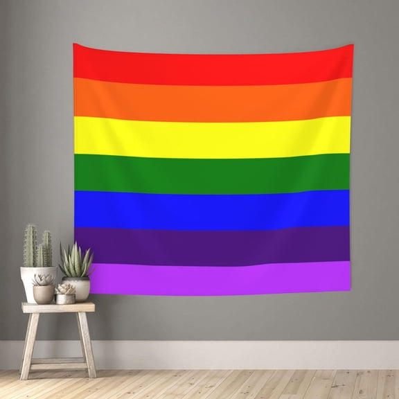 Tapestry Wall Hanging Gay-Pride Flag Wall Poster Tapestries For Bedroom Living Room Office Wall Decor 60x51in