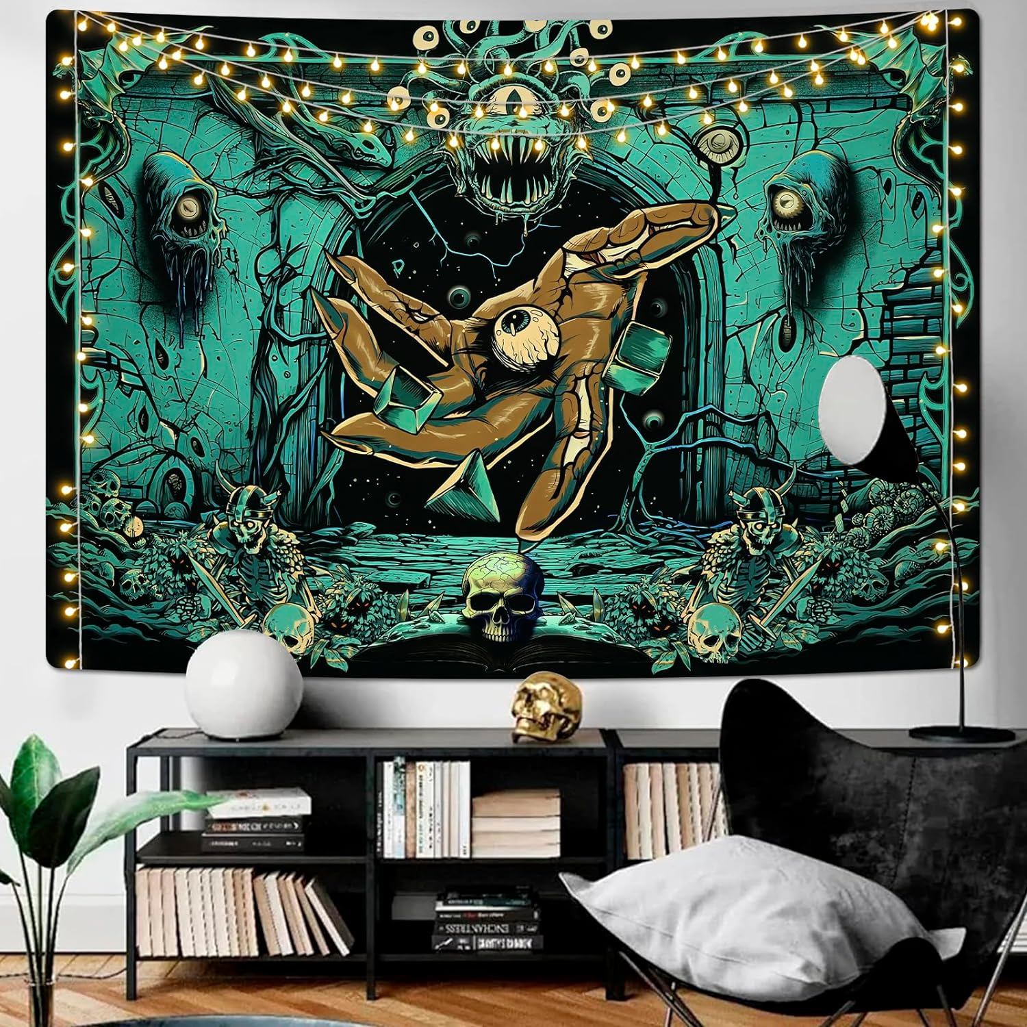 Tapestry Wall Hanging Gothic Hand Tapestries Evil Eyes Tapestry Skull