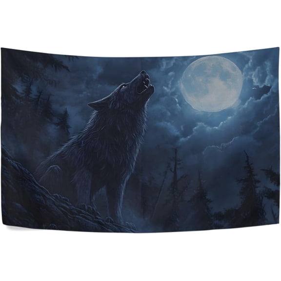 Tapestry Wall Hanging Gothic Wolf Roar Moon Tapestry Personalized Tapestry Throw Dorm Living Room Art Home Decor 90 x 60